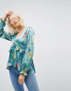 Asos Ruffle Blouse In Wallpaper Floral - Multi