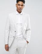 New Look Suit Jacket With Crosshatch Detail In Off White - Gray
