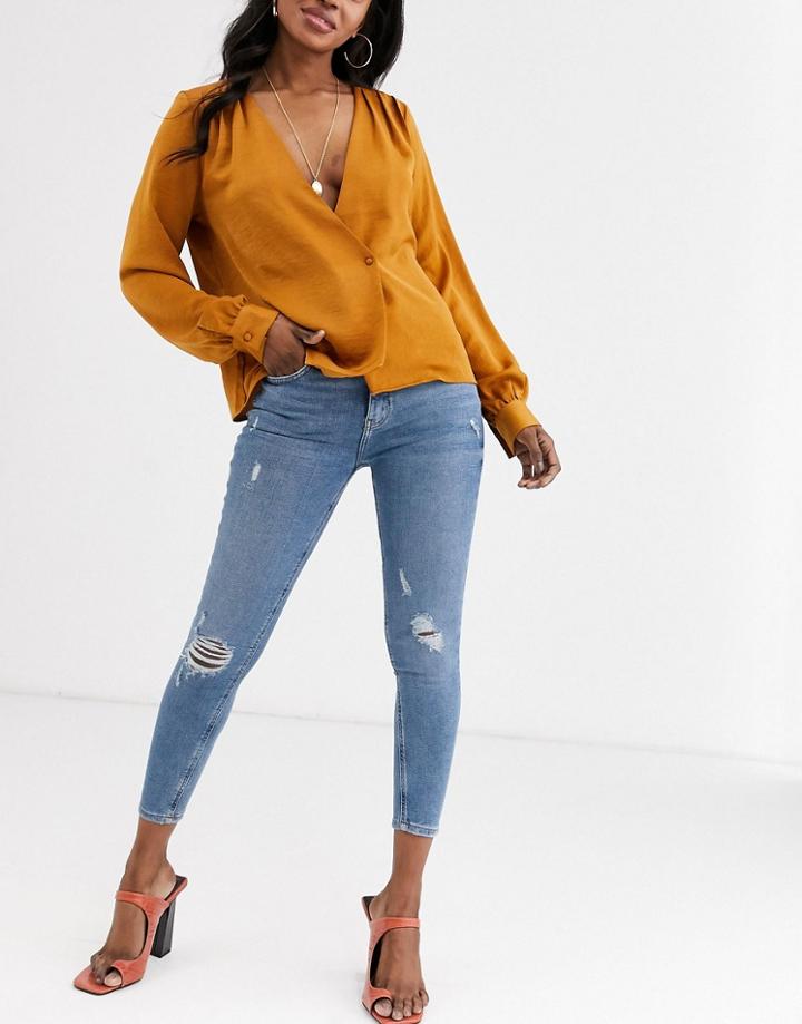 River Island Amelie Skinny Jeans In Mid Wash Blue-blues