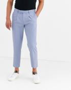 Asos Design Slim Cropped Smart Pants In Blue-purple