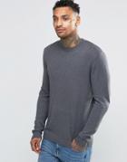 Asos Muscle Fit Cotton Crew Neck Sweater - Gray