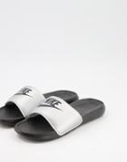 Nike Victori One Slides In Silver And Black