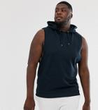 Asos Design Plus Relaxed Sleeveless Hoodie With Dropped Armhole In Navy - Navy
