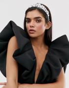 Asos Design Encrusted Crystal Headband In Silver Tone