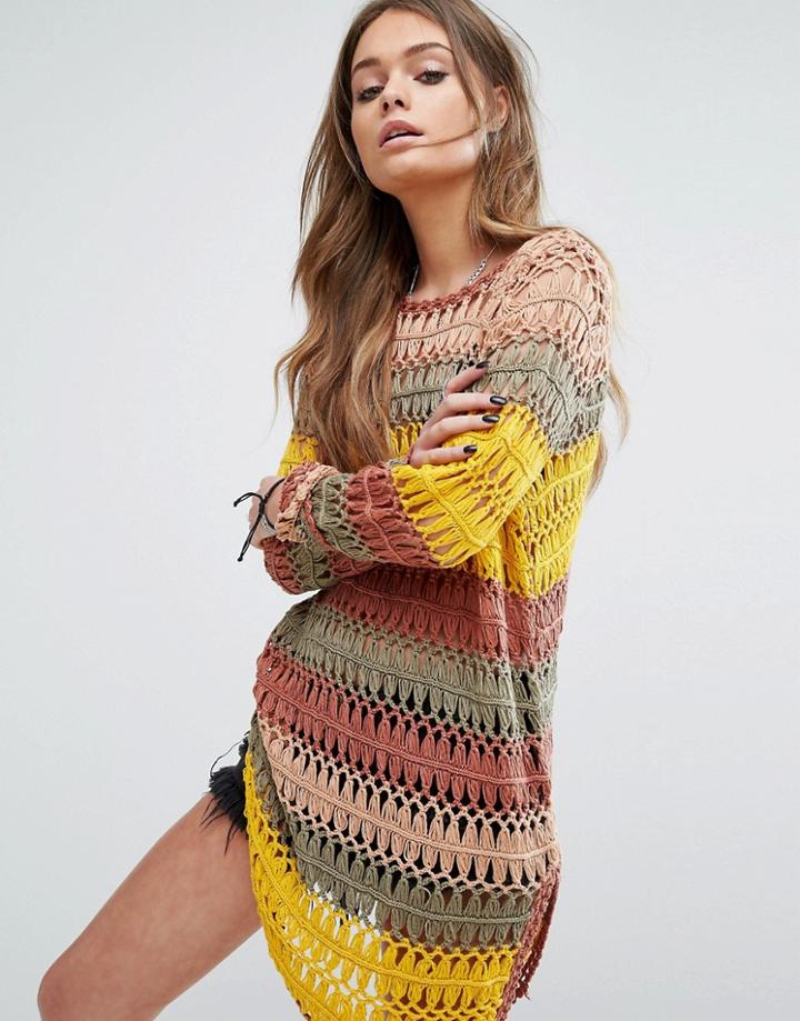 Noisy May Open Weave Knit Tunic - Multi