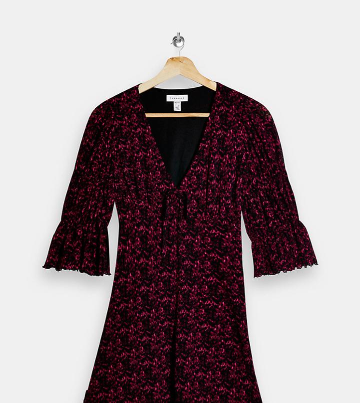 Topshop Petite Tie Front Jersey Tea Dress-black