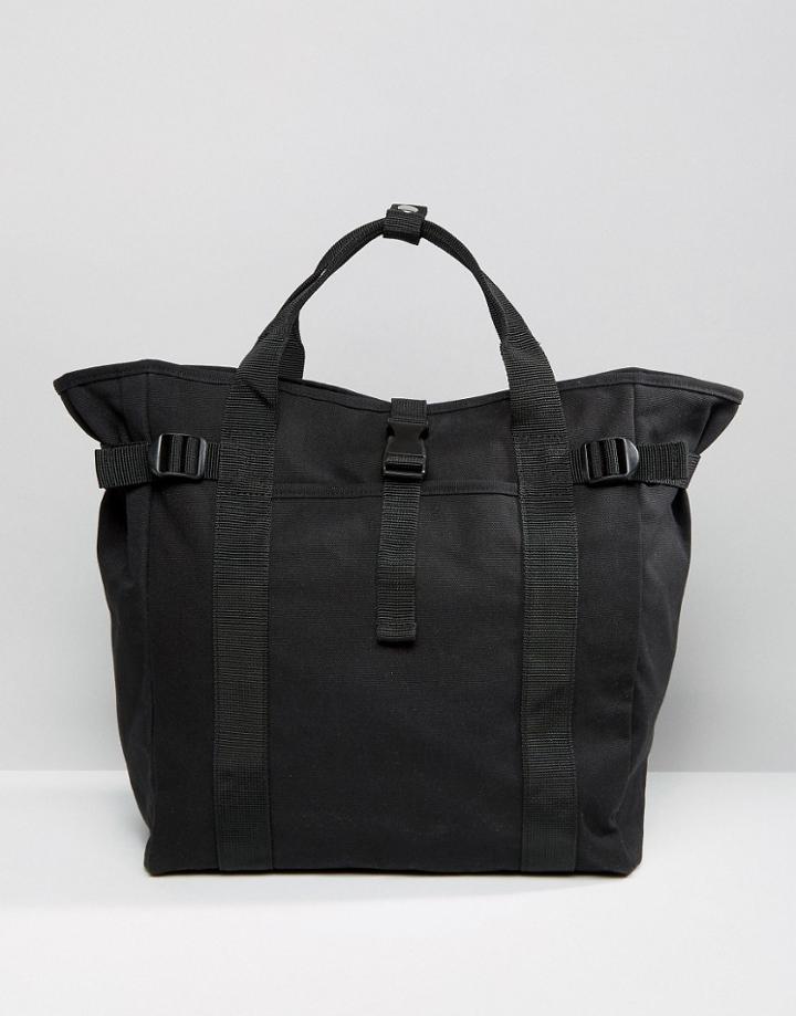 Asos Tote Bag In Black With Strapping Detail - Black