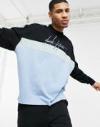 Asos Dark Future Oversized Long Sleeve T-shirt In Cut And Sew With Chest Logo-blues