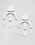 Asos Design Earrings In Geo Shape Design In White - White