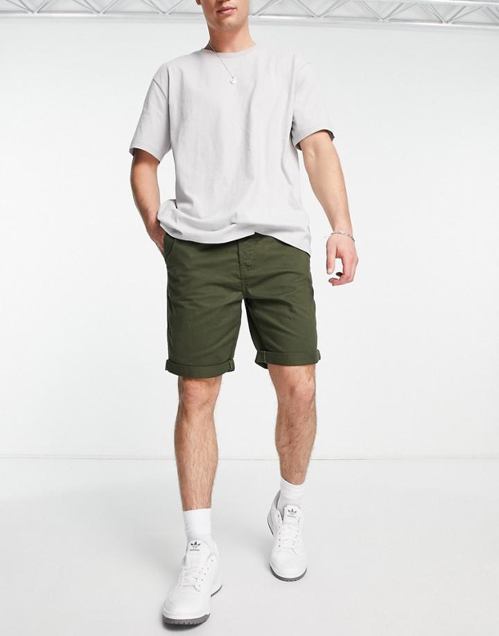 Threadbare Chino Shorts In Dark Green