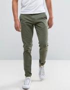 Only & Sons Skinny Fit Chinos In Khaki - Green