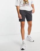Asos Design Lightweight Slim Jersey Shorts In Black Vintage Wash - Black
