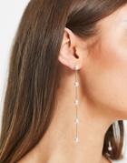 Asos Design Earrings With Pearl And Chain Drop Design In Gold Tone