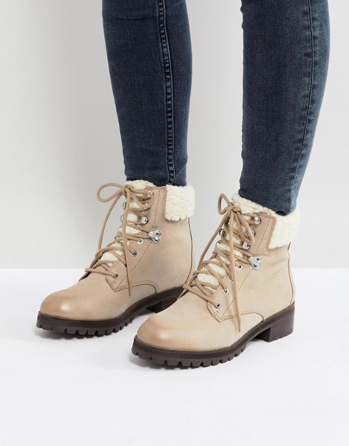 Aldo Uleladda Leather Lace Up Hiker Boot In Taupe - Beige