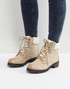 Aldo Uleladda Leather Lace Up Hiker Boot In Taupe - Beige