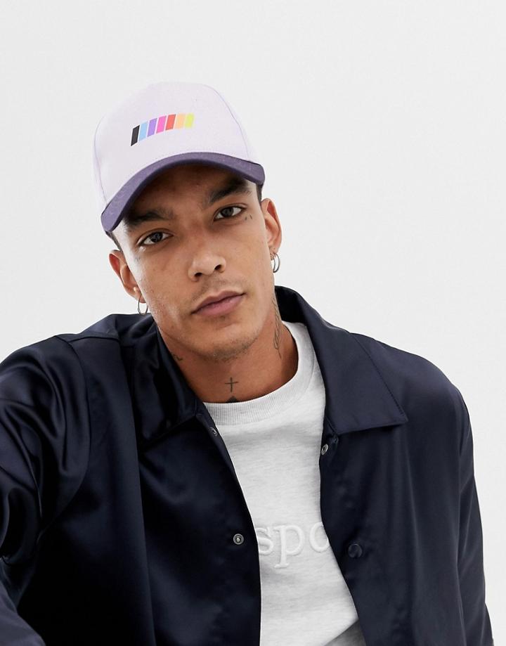Asos Design Baseball Cap In Lilac Color Block - Purple