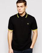Fred Perry Twin Tip Polo In Regular Fit - Black