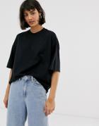 Monki Oversized Crew Neck T-shirt In Black - Black