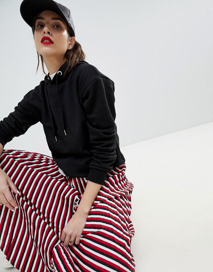 Stradivarius Cropped Sweatshirt - Black