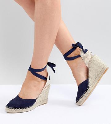 Park Lane Wide Fit Espadrille Wedges - Navy