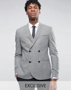 Noak Slim Db Blazer In Houndstooth - Black