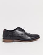 River Island Leather Dual Lace-up Brogues In Black