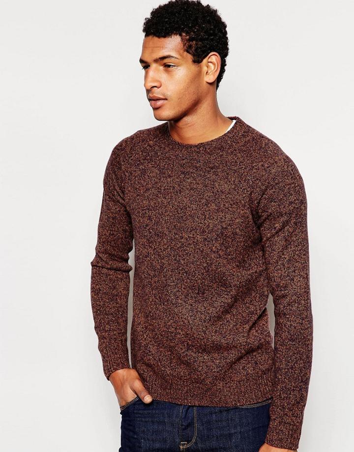 Asos Lambswool Rich Crew Neck Sweater - Orange