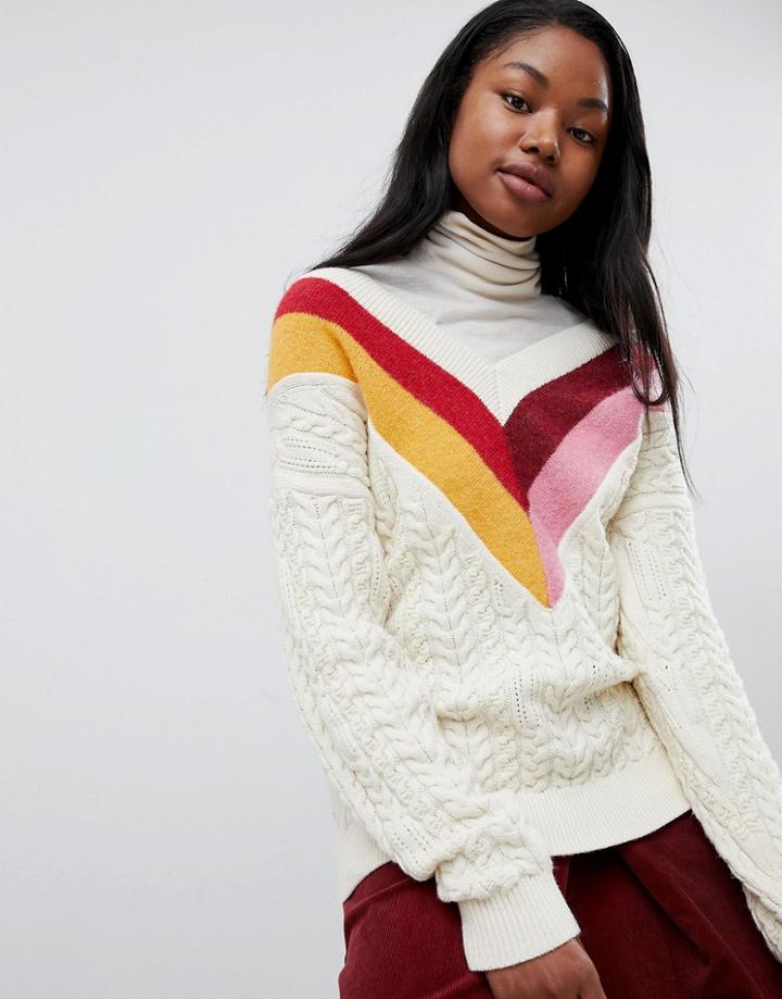Tommy Hilfiger Deep V Knit Sweater - Cream