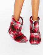 Bedroom Athletics Macgraw Checked Slipper Boot - Red