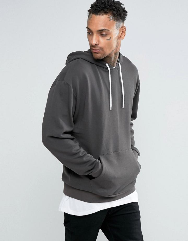 Asos Oversized Hoodie In Washed Black - Black