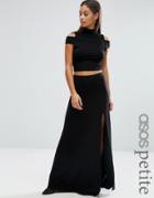 Asos Petite Maxi Skirt With Thigh Split - Black