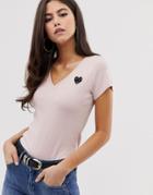 G-star Organic Cotton T-shirt With Heart Detail - Pink