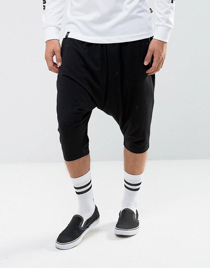 Asos Lightweight Extreme Drop Crotch Shorts With Zip Pockets - Black