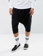 Asos Lightweight Extreme Drop Crotch Shorts With Zip Pockets - Black