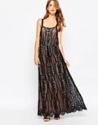 Adelyn Rae Black And Nude Lace Maxi Dress