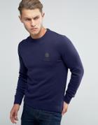 Franklin And Marshall Knitted Crew Neck Sweater - Navy
