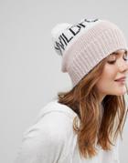 Wildfox Knitted Beanie With Pom Pom - Pink