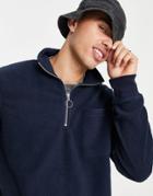 Jack & Jones Originals Quarter Zip Fleece In Navy