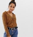 New Look Petite Boxy Shirt In Leopard - Brown