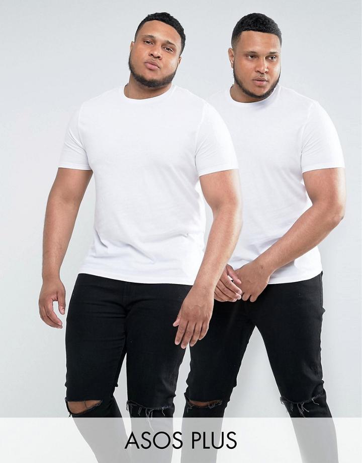 Asos Plus T-shirt With Crew Neck 2 Pack Save - Multi