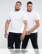 Asos Plus T-shirt With Crew Neck 2 Pack Save - Multi