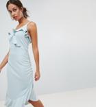 Mamlicious Nursing Frill Midi Dress In Blue - Blue