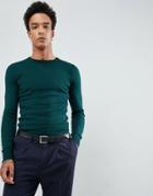 Gianni Feraud Premium Muscle Fit Stretch Crew Neck Sweater - Green