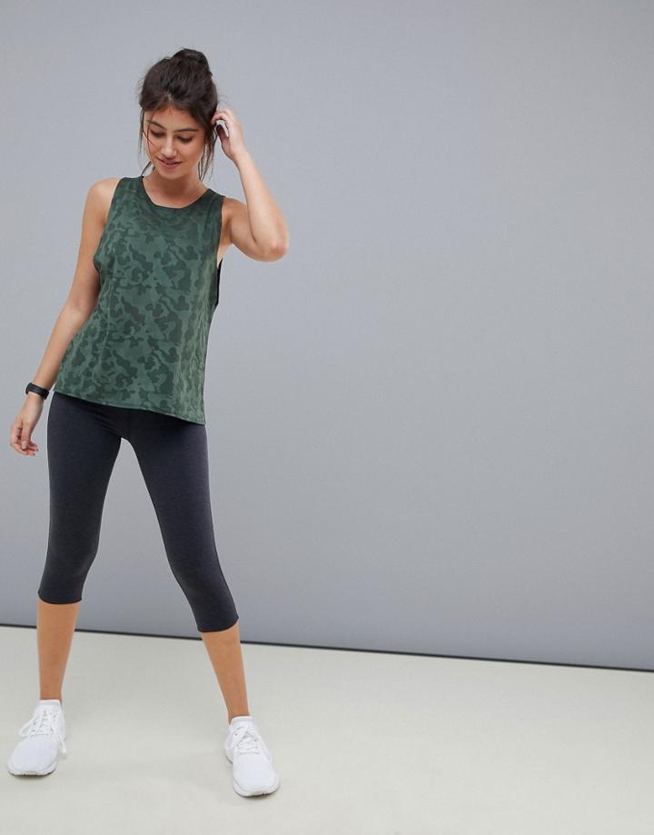 Asos 4505 Sheer Camo Tank Top - Green
