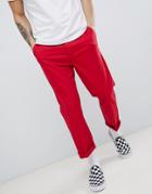 Asos Design Skater Cropped Chinos In Red - Red