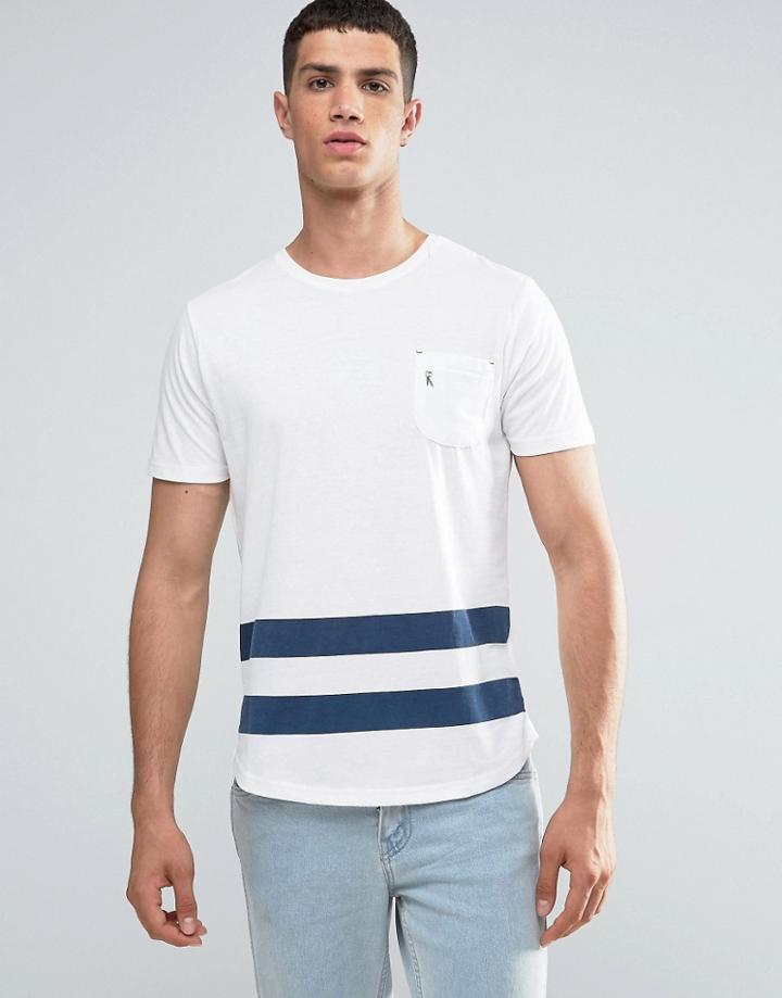 Ringspun Baseball Pocket T-shirt With Curved Hnem - White