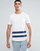 Ringspun Baseball Pocket T-shirt With Curved Hnem - White