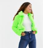 Brave Soul Petite Rome Neon Cropped Faux Fur Jacket