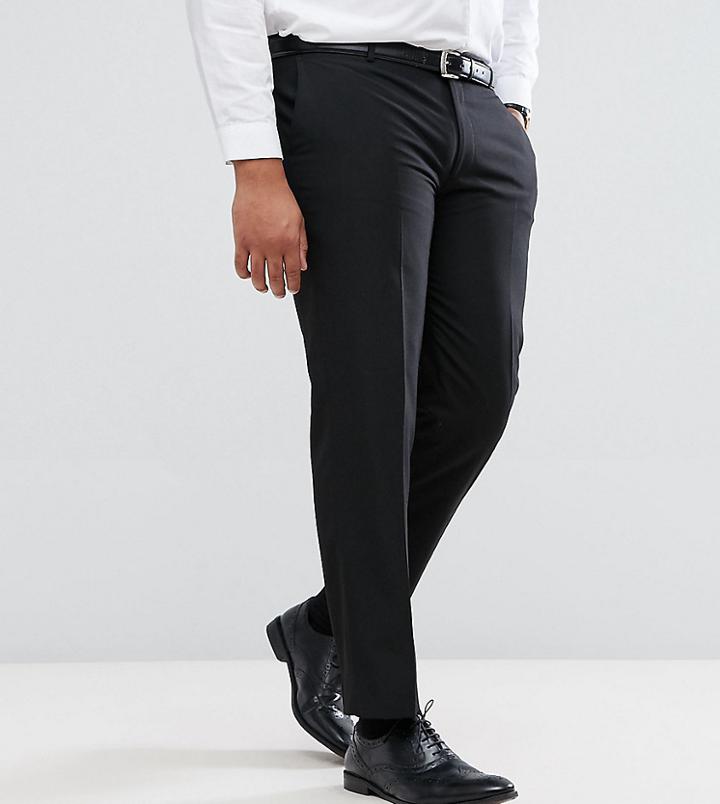 Harry Brown Plus Plain Black Slim Fit Tuxedo Suit Pants - Black