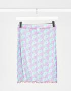 Tara Khorzad Mini Skirt With Crinkle Hem In Yin Yang Print Mesh - Part Of A Set-purple